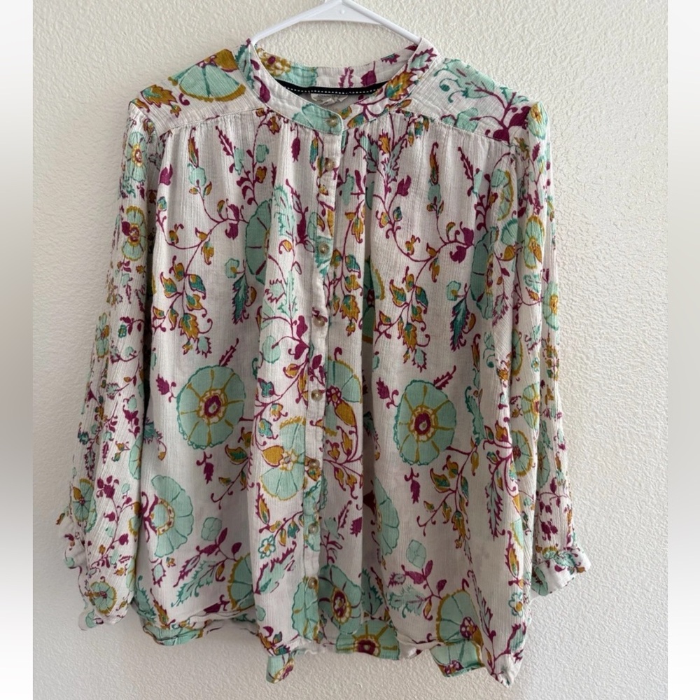 Pilcro Anthropologie Women's XL Bohemian Style Blouse Relaxed Flowy Floral Boho